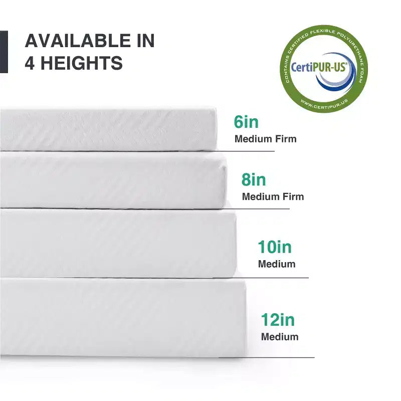 Matelas en mousse à mémoire de forme au gel blanc, Fermeté moyenne – Lit simple/double/Queen/King, 1 personne