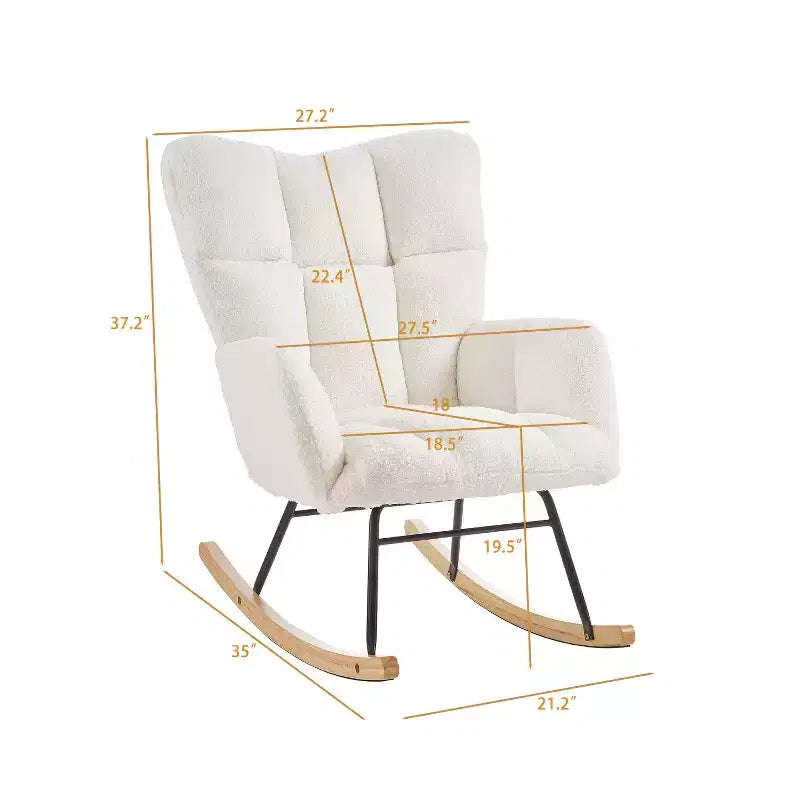 Fauteuil à bascule à dossier haut – Vert / Ivoire / Rose, assise individuelle, rembourré