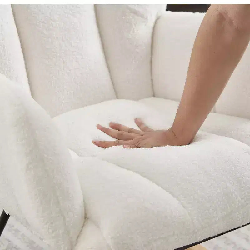 Fauteuil à bascule à dossier haut – Vert / Ivoire / Rose, assise individuelle, rembourré