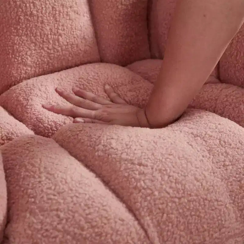 Fauteuil à bascule à dossier haut – Vert / Ivoire / Rose, assise individuelle, rembourré
