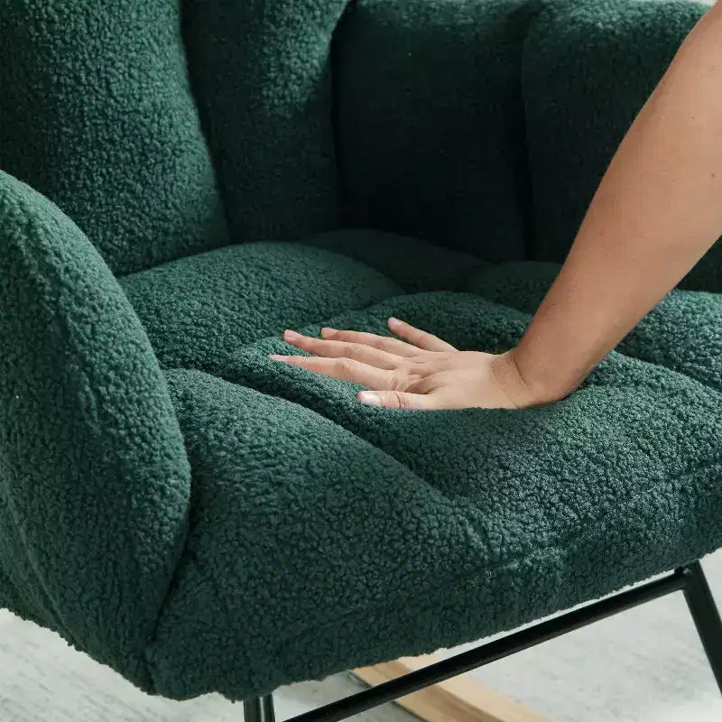 Fauteuil à bascule à dossier haut – Vert / Ivoire / Rose, assise individuelle, rembourré