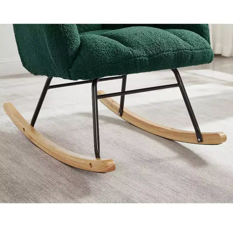 Fauteuil à bascule à dossier haut – Vert / Ivoire / Rose, assise individuelle, rembourré