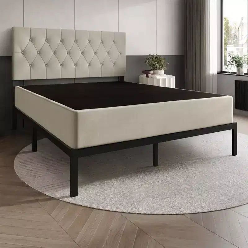 Sommier métallique gris et beige – Profil bas 8", Pour 1 personne