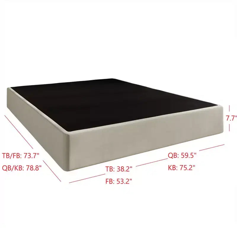 Sommier métallique gris et beige – Profil bas 8", Pour 1 personne