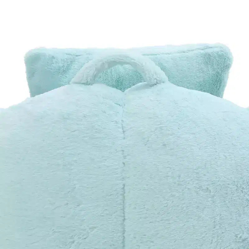Fauteuil Poire en Fausse Fourrure en Forme de Coquillage avec Repose-pieds | Kaki / Bleu clair / Rose / Blanc / Jaune | 1 place