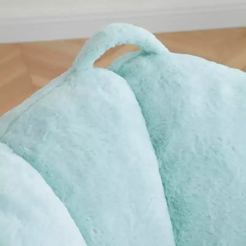 Fauteuil Poire en Fausse Fourrure en Forme de Coquillage avec Repose-pieds | Kaki / Bleu clair / Rose / Blanc / Jaune | 1 place