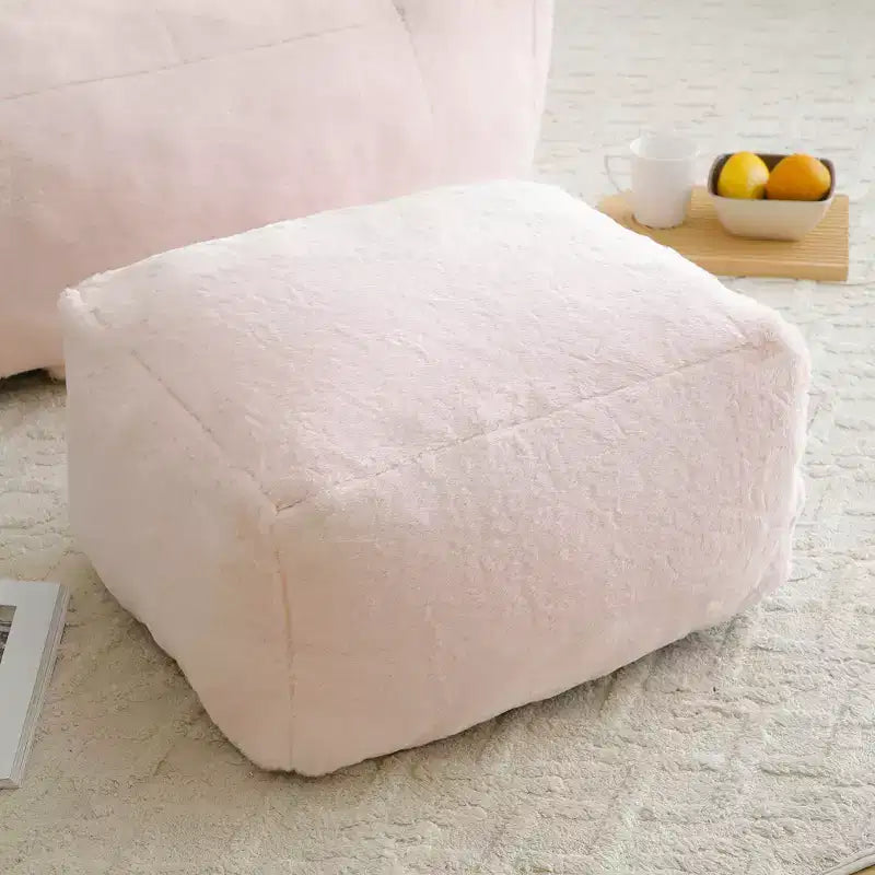 Fauteuil Poire en Fausse Fourrure en Forme de Coquillage avec Repose-pieds | Kaki / Bleu clair / Rose / Blanc / Jaune | 1 place