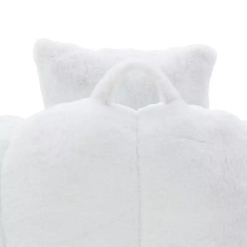 Fauteuil Poire en Fausse Fourrure en Forme de Coquillage avec Repose-pieds | Kaki / Bleu clair / Rose / Blanc / Jaune | 1 place