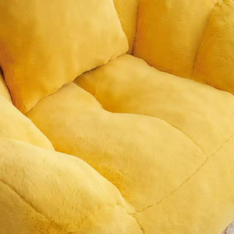 Fauteuil Poire en Fausse Fourrure en Forme de Coquillage avec Repose-pieds | Kaki / Bleu clair / Rose / Blanc / Jaune | 1 place