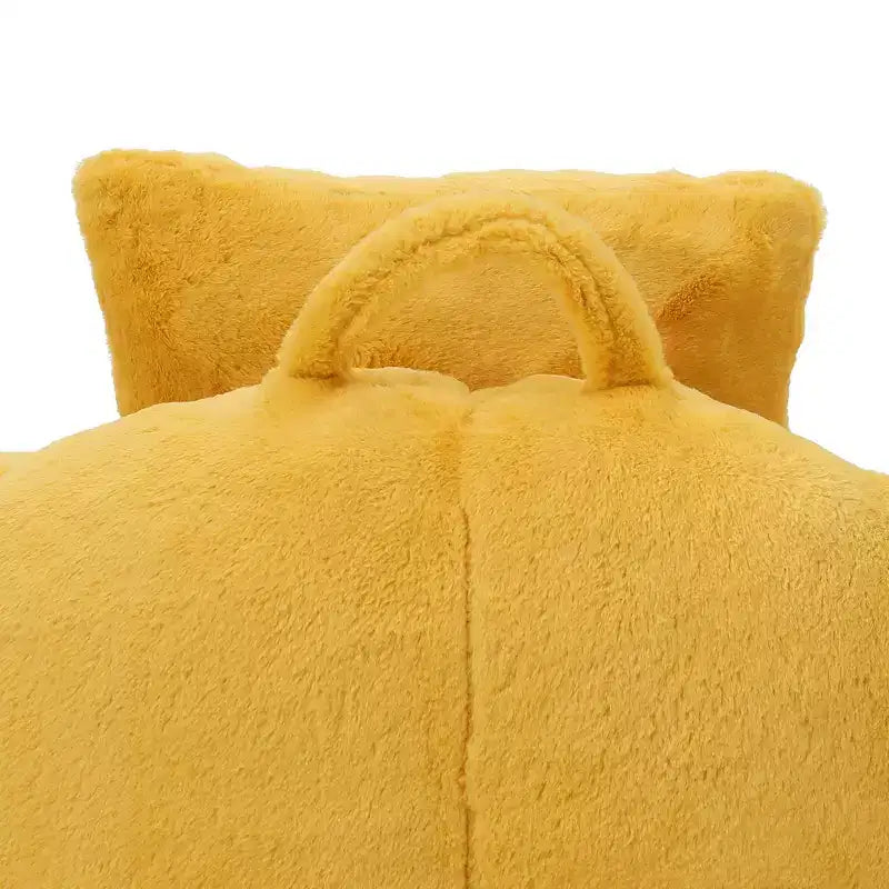 Fauteuil Poire en Fausse Fourrure en Forme de Coquillage avec Repose-pieds | Kaki / Bleu clair / Rose / Blanc / Jaune | 1 place