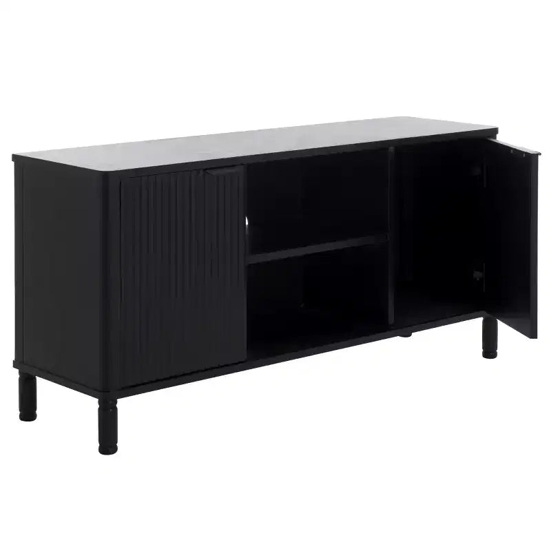 Meuble TV 2 portes | Brun Désert / Noir Mat / Naturel | Convient aux téléviseurs jusqu'à 43"
