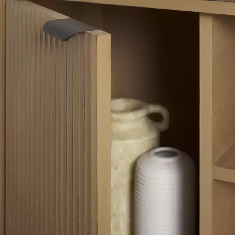 Meuble TV 2 portes | Brun Désert / Noir Mat / Naturel | Convient aux téléviseurs jusqu'à 43"