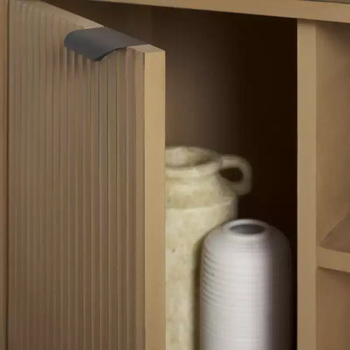 Meuble TV 2 portes | Brun Désert / Noir Mat / Naturel | Convient aux téléviseurs jusqu'à 43"