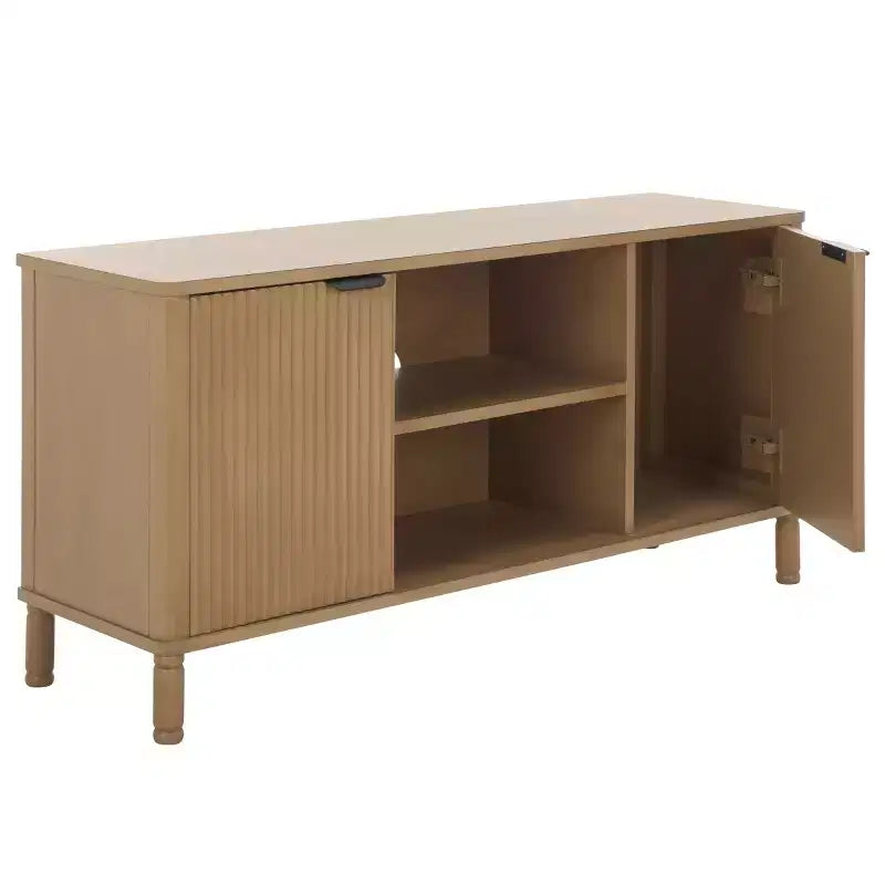 Meuble TV 2 portes | Brun Désert / Noir Mat / Naturel | Convient aux téléviseurs jusqu'à 43"