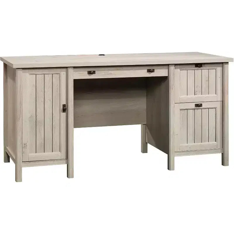 Bureau d'ordinateur en bois marron avec tiroir, simple