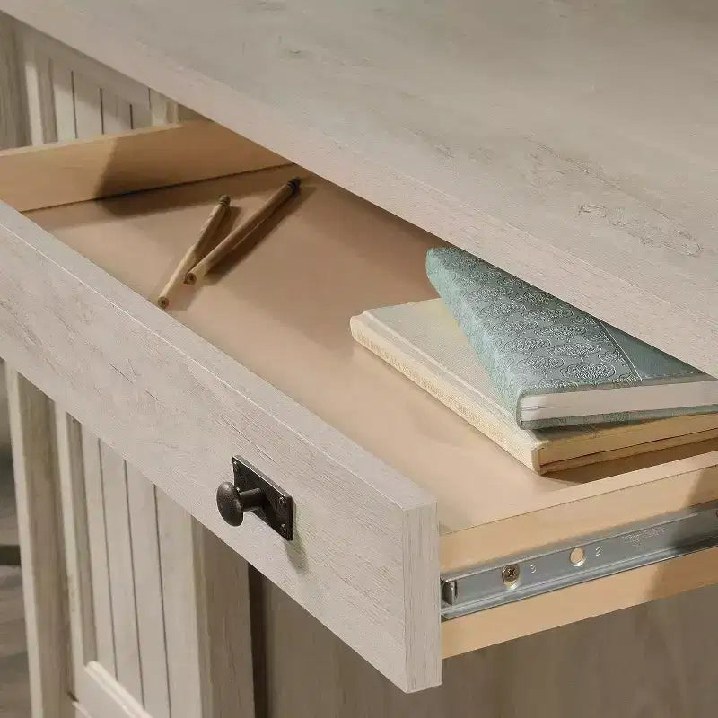 Bureau d'ordinateur en bois marron avec tiroir, simple