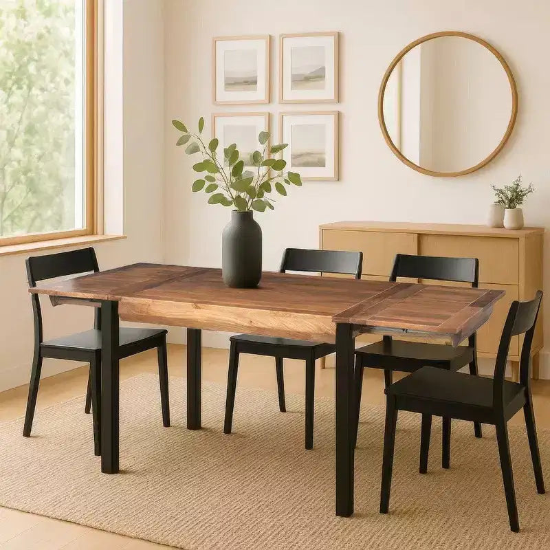 Table à manger rectangulaire extensible marron et noire – 6 à 8 places