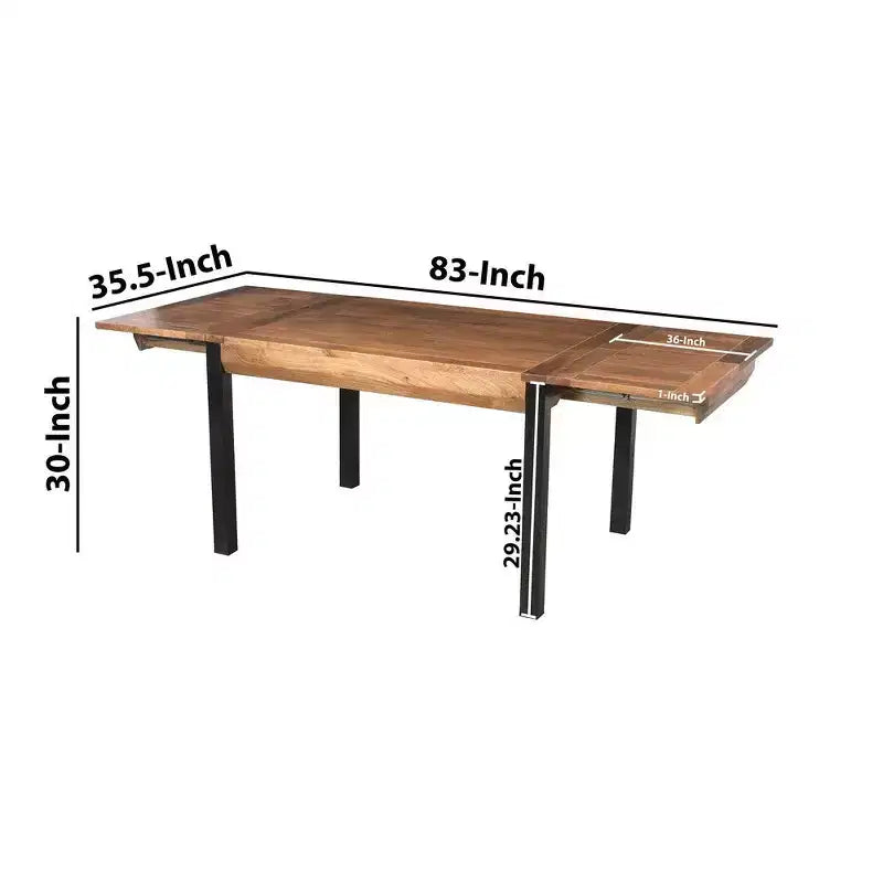 Table à manger rectangulaire extensible marron et noire – 6 à 8 places