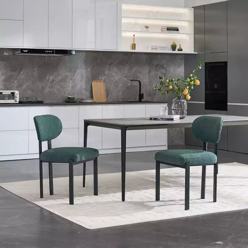 Lot de 2 chaises de salle à manger bouclées rembourrées – Plusieurs coloris, pieds en métal