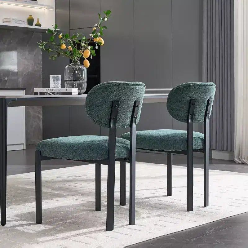 Lot de 2 chaises de salle à manger bouclées rembourrées – Plusieurs coloris, pieds en métal