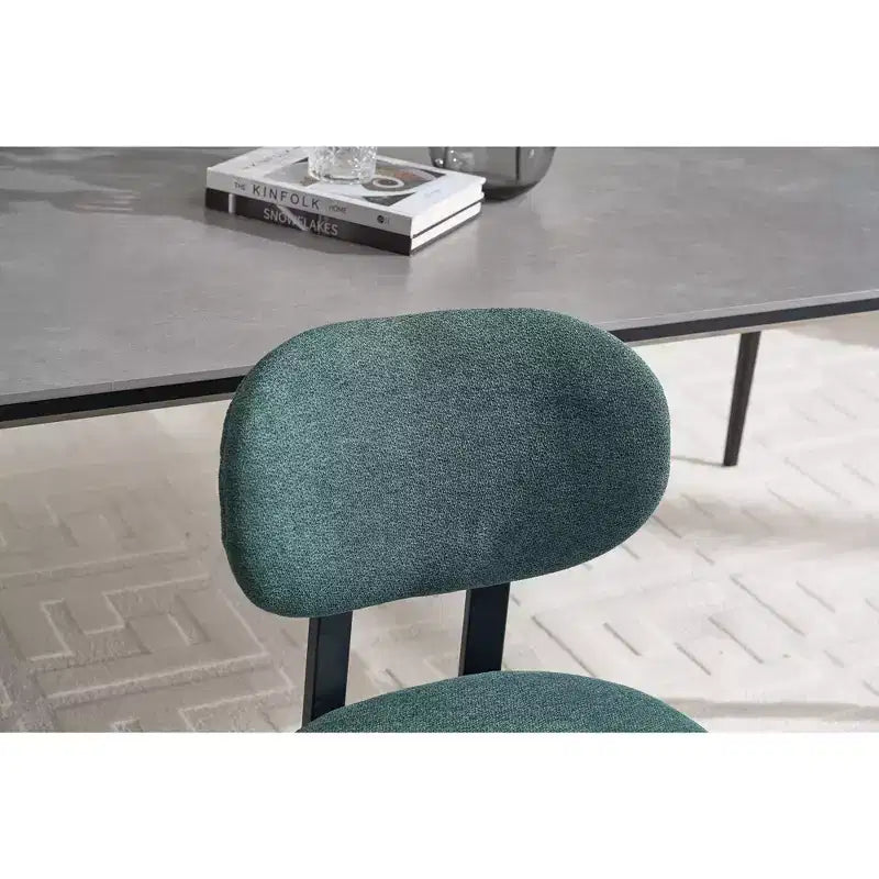 Lot de 2 chaises de salle à manger bouclées rembourrées – Plusieurs coloris, pieds en métal