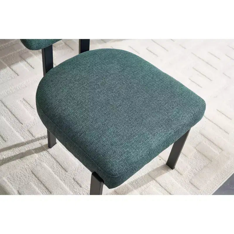 Lot de 2 chaises de salle à manger bouclées rembourrées – Plusieurs coloris, pieds en métal