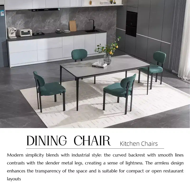 Lot de 2 chaises de salle à manger bouclées rembourrées – Plusieurs coloris, pieds en métal