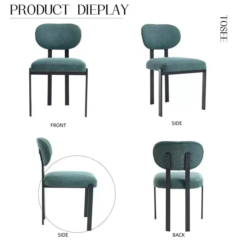 Lot de 2 chaises de salle à manger bouclées rembourrées – Plusieurs coloris, pieds en métal
