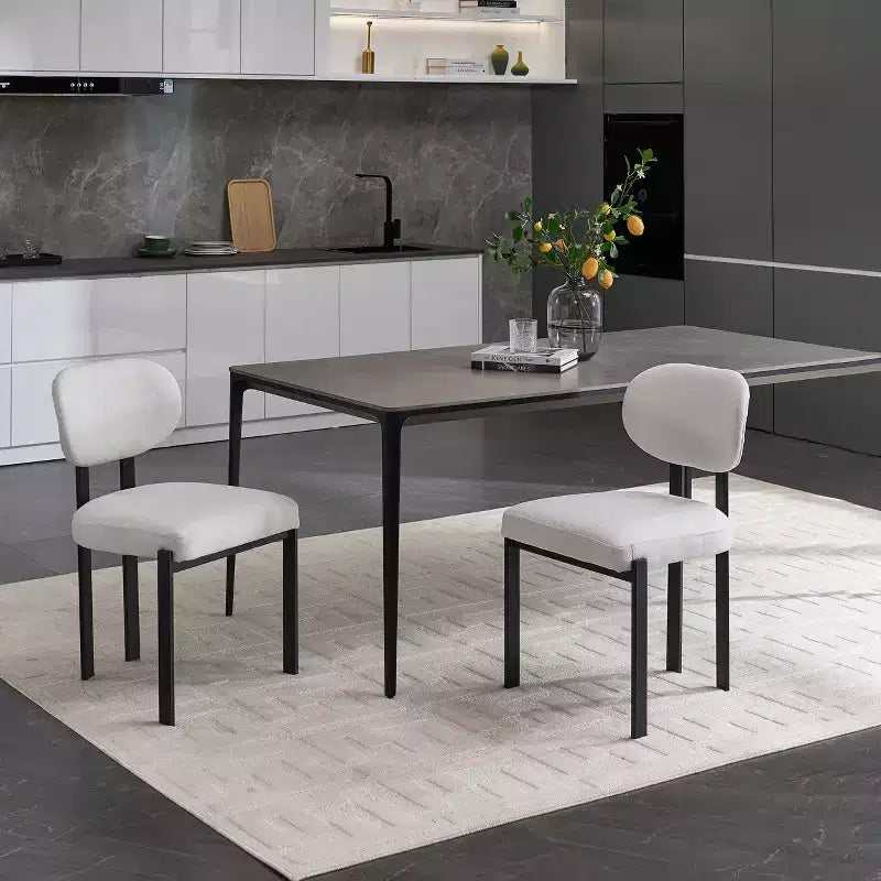 Lot de 2 chaises de salle à manger bouclées rembourrées – Plusieurs coloris, pieds en métal
