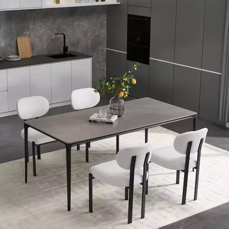 Lot de 2 chaises de salle à manger bouclées rembourrées – Plusieurs coloris, pieds en métal