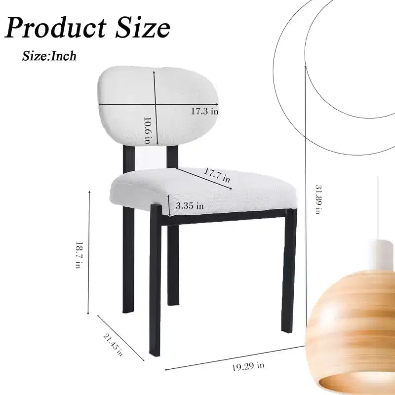 Lot de 2 chaises de salle à manger bouclées rembourrées – Plusieurs coloris, pieds en métal