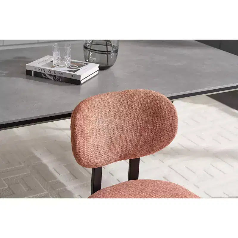 Lot de 2 chaises de salle à manger bouclées rembourrées – Plusieurs coloris, pieds en métal