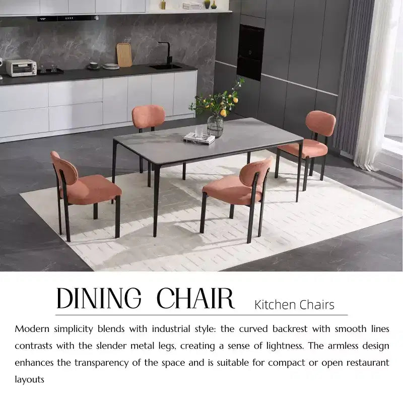 Lot de 2 chaises de salle à manger bouclées rembourrées – Plusieurs coloris, pieds en métal