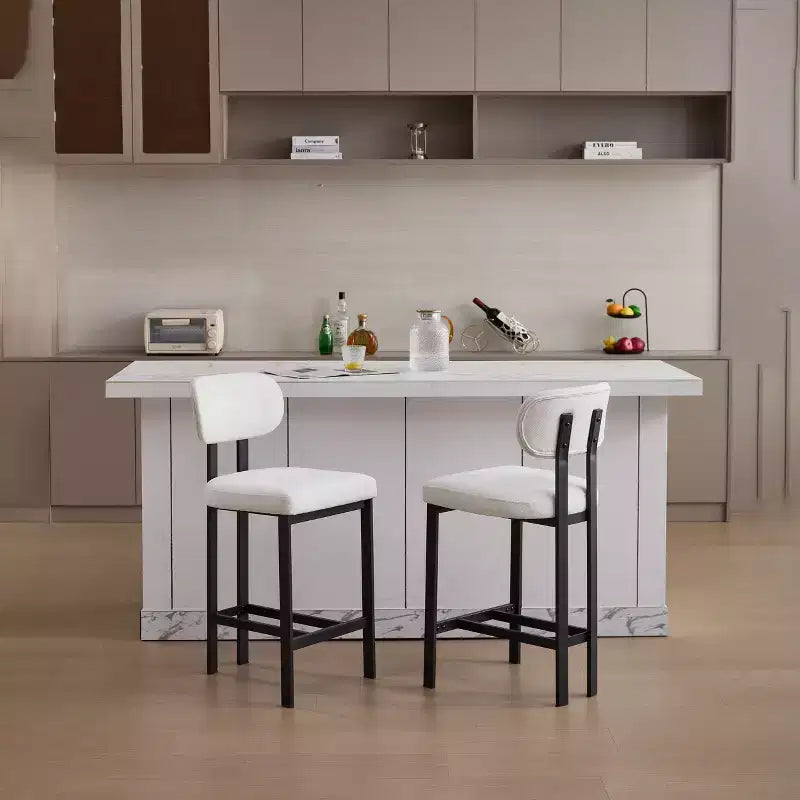Lot de 2 chaises de salle à manger bouclées rembourrées – Plusieurs coloris, pieds en métal