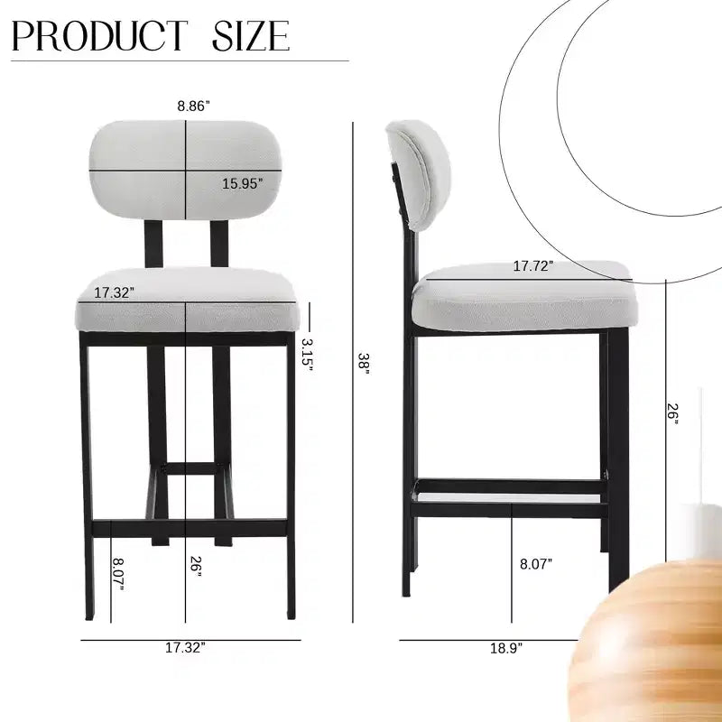 Lot de 2 chaises de salle à manger bouclées rembourrées – Plusieurs coloris, pieds en métal