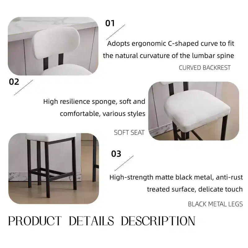 Lot de 2 chaises de salle à manger bouclées rembourrées – Plusieurs coloris, pieds en métal
