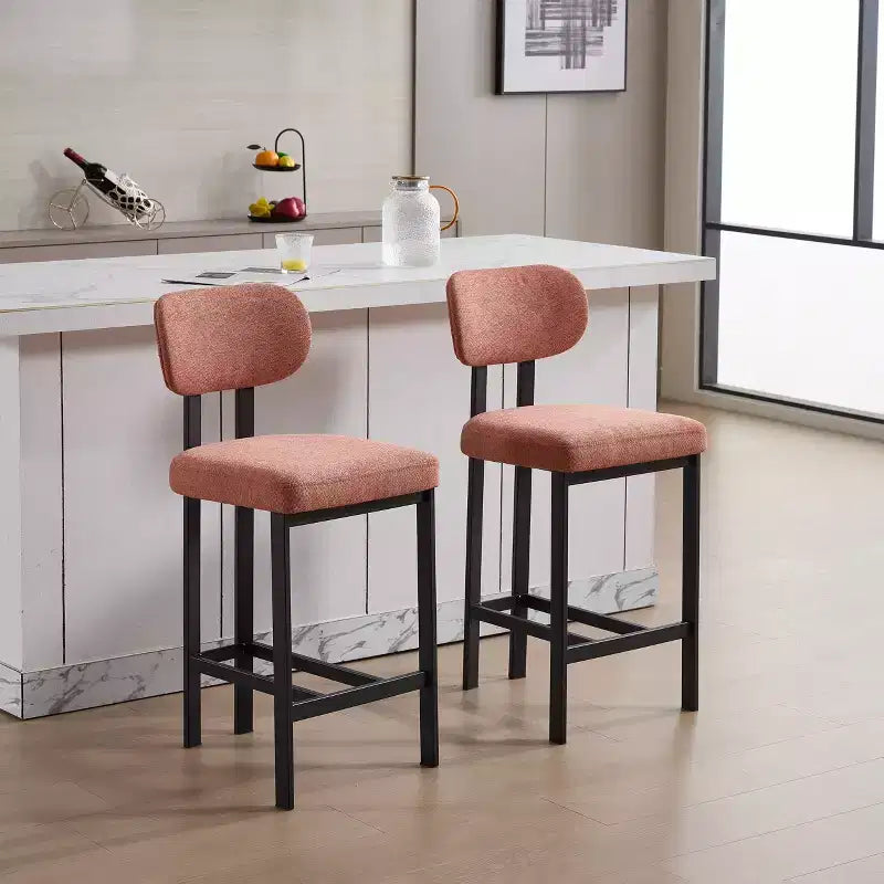 Lot de 2 chaises de salle à manger bouclées rembourrées – Plusieurs coloris, pieds en métal