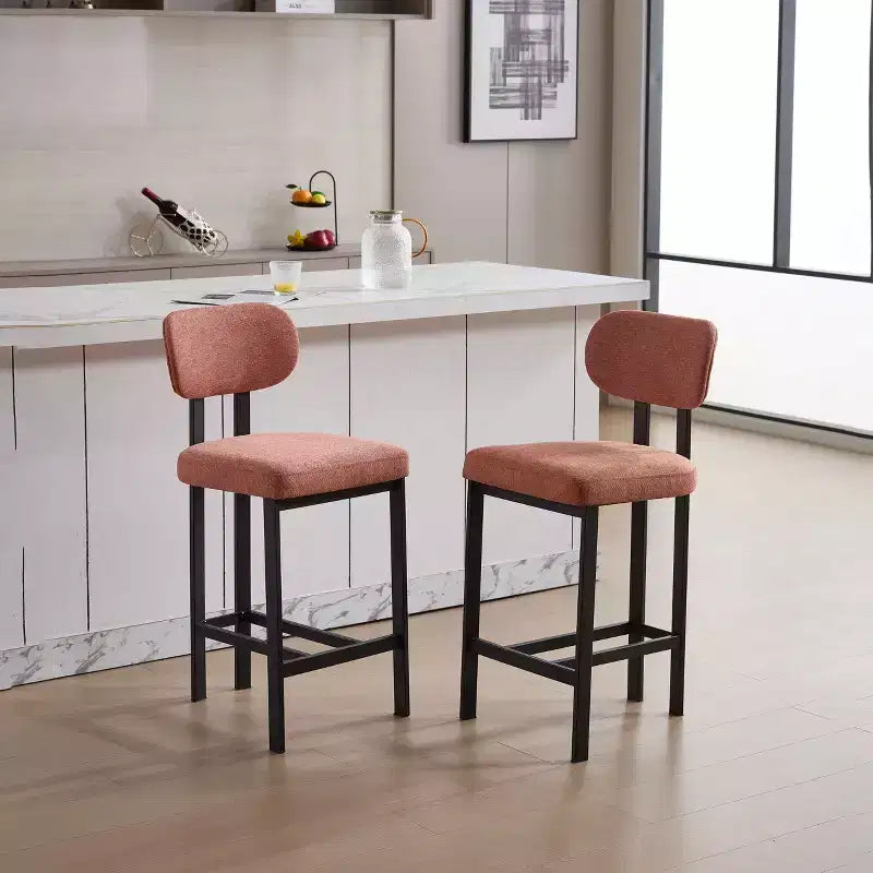 Lot de 2 chaises de salle à manger bouclées rembourrées – Plusieurs coloris, pieds en métal