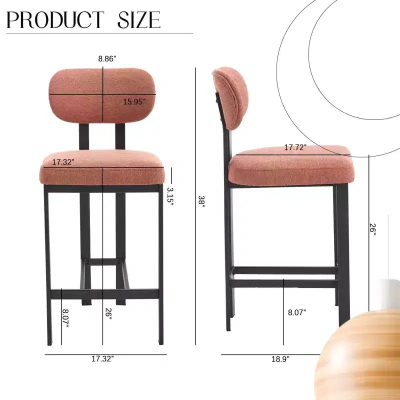 Lot de 2 chaises de salle à manger bouclées rembourrées – Plusieurs coloris, pieds en métal