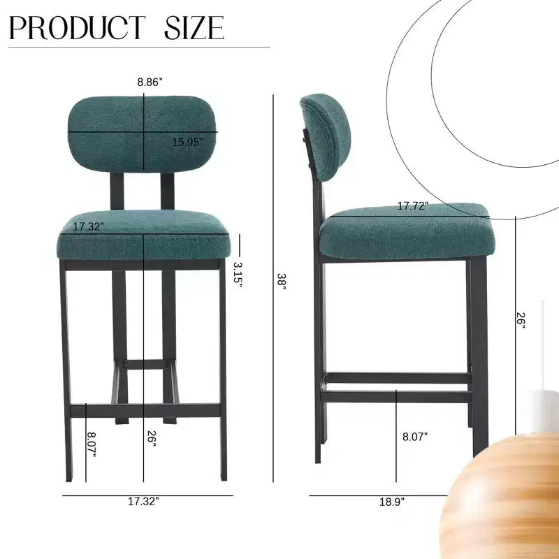 Lot de 2 chaises de salle à manger bouclées rembourrées – Plusieurs coloris, pieds en métal