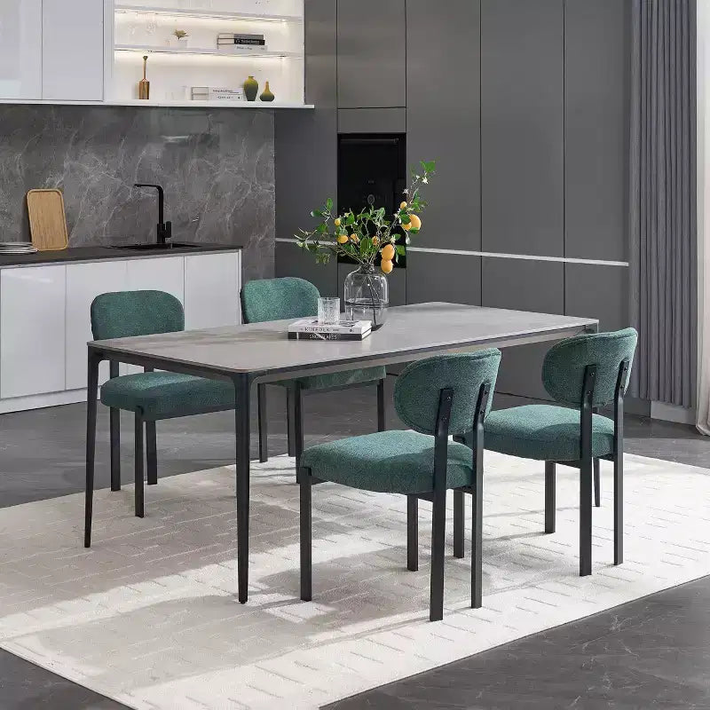 Lot de 2 chaises de salle à manger bouclées rembourrées – Plusieurs coloris, pieds en métal