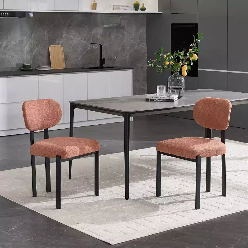 Lot de 2 chaises de salle à manger bouclées rembourrées – Plusieurs coloris, pieds en métal
