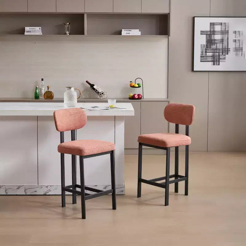 Lot de 2 chaises de salle à manger bouclées rembourrées – Plusieurs coloris, pieds en métal