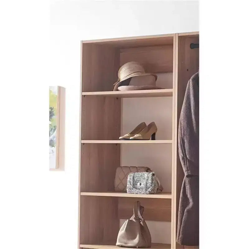 Système de dressing autoportant gris / chêne, 1 personne, bois composite