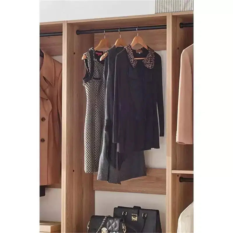 Système de dressing autoportant gris / chêne, 1 personne, bois composite