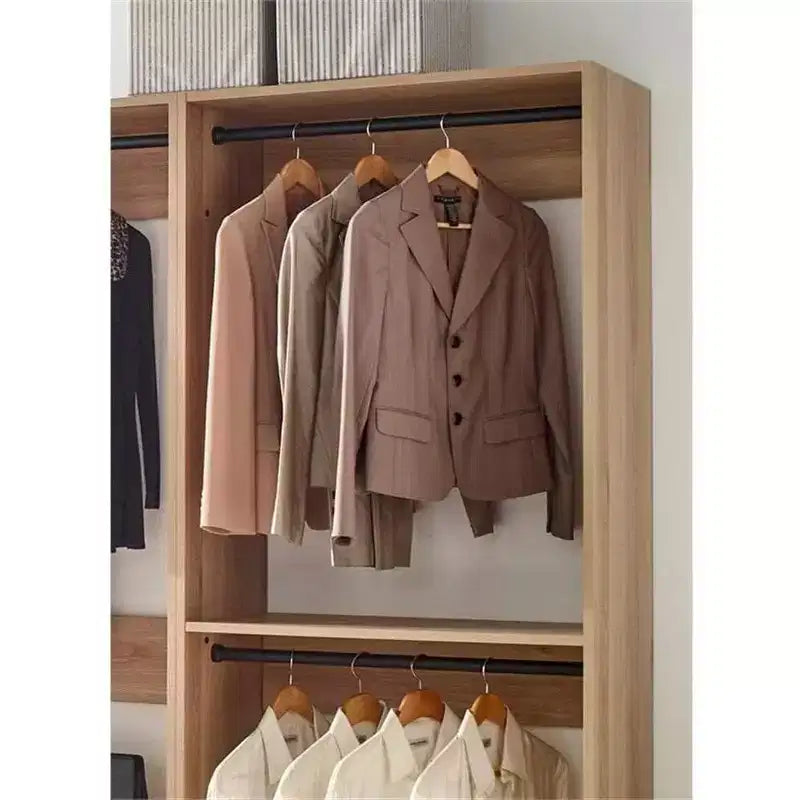 Système de dressing autoportant gris / chêne, 1 personne, bois composite