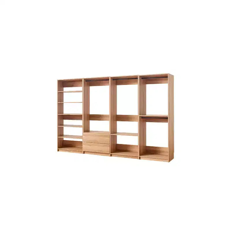Système de dressing autoportant gris / chêne, 1 personne, bois composite