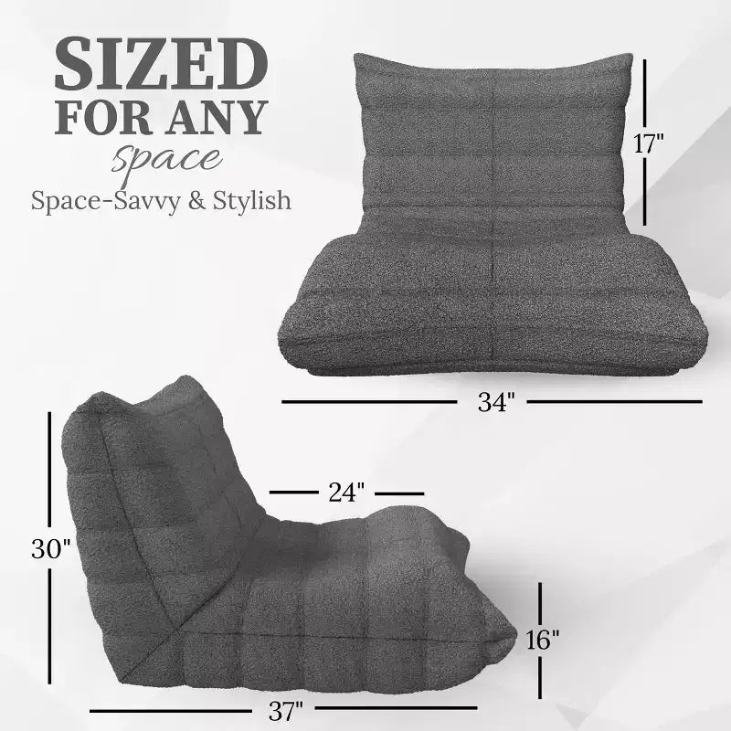 Fauteuil d'appoint Teddy gris en fausse fourrure, siège unique, fauteuil rembourré