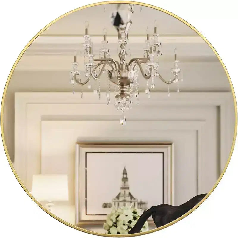 Miroir mural rond 42" – Noir / Or / Argent, Cadre en aluminium