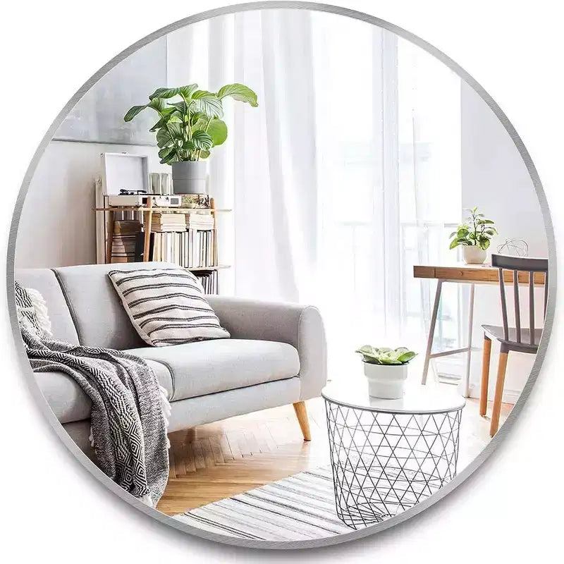 Miroir mural rond 42" – Noir / Or / Argent, Cadre en aluminium
